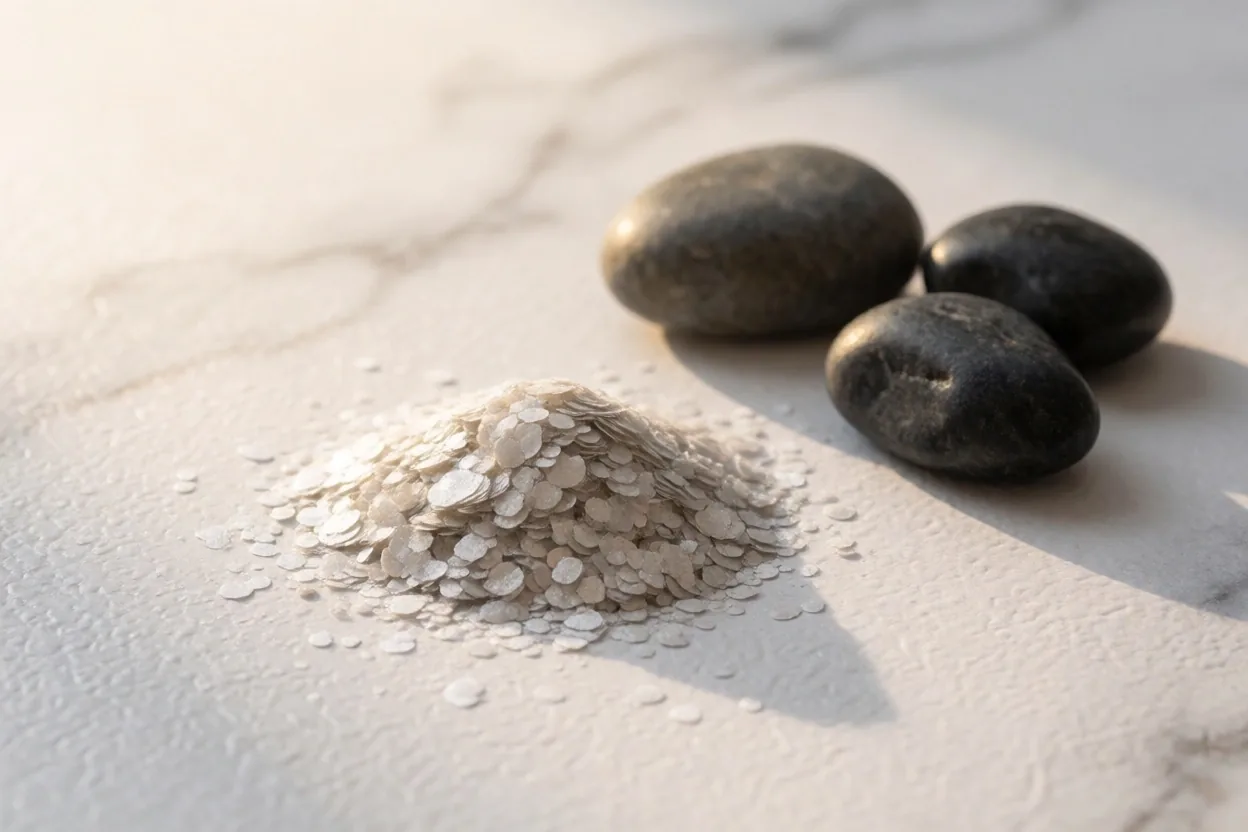 Magnesium minerals on a white surface